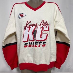 Kansas City Chiefs NFL WEAR by Erin Andrews Cream Red Sweatshirt Women's MEDIUM